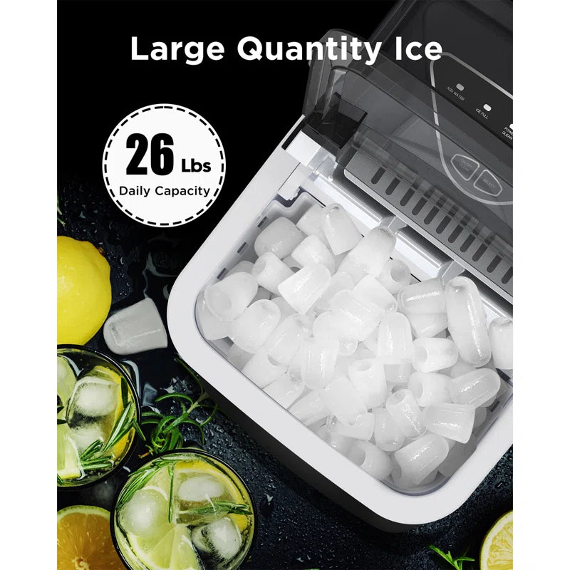 26 lb Capacity Countertop Ice Maker with Self-Cleaning Function