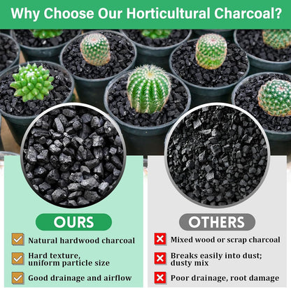 6-Quart Horticultural Charcoal - Natural Biochar Soil Amendment for Improved Drainage and Aeration, Perfect for Plants, Terrariums, Orchids, Succulents, Bonsai, and Potting Mix