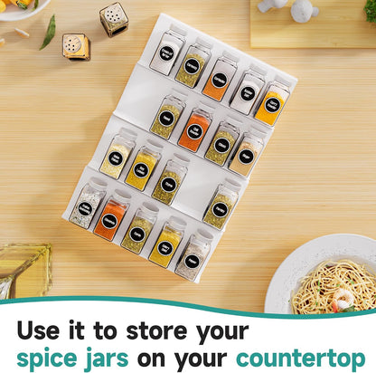 White Acrylic 4-Tier Spice Drawer Organizer for Kitchen Use, Suitable for Drawer or Countertop (Jars Not Included)