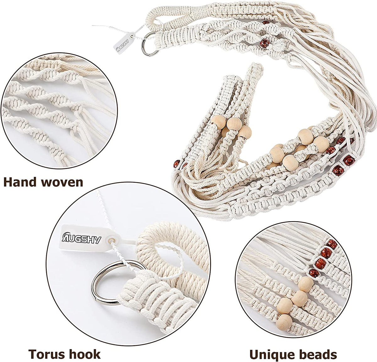Macrame Plant Hanger Set - Pair of Elegant Hanging Planters for Indoor Home Decor