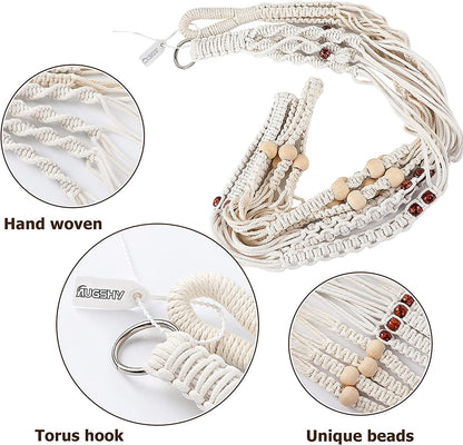 Macrame Plant Hanger Set - Pair of Elegant Hanging Planters for Indoor Home Decor