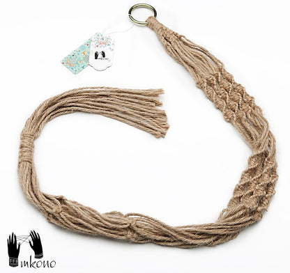 Set of 2 Decorative Jute Rope Macrame Plant Hangers - 40-Inch Indoor/Outdoor Planter Holders with Four Legs, Brown