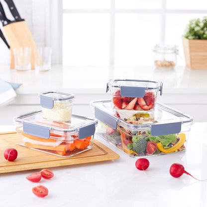 Tritan Plastic Food Storage Container Set with Airtight Locking Lids, 22-Piece Set, Clear, 11 Containers