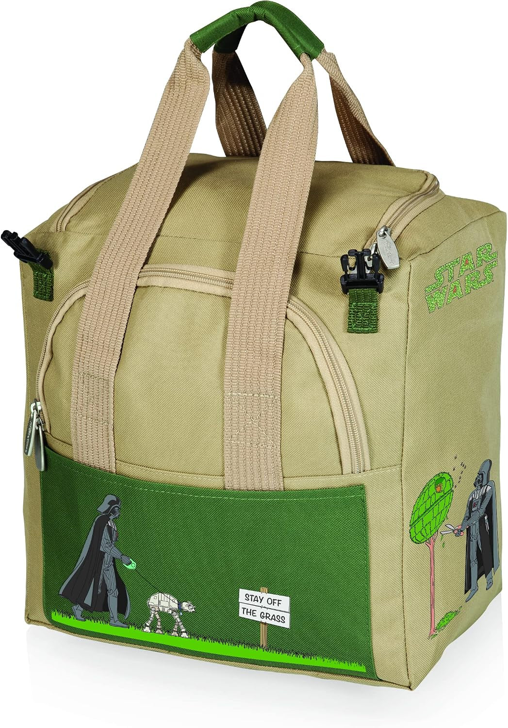 Darth Vader Folding Garden Stool with Detachable Tool Tote and Organizer - Portable Gardening Chair in Olive Green with Beige Accents