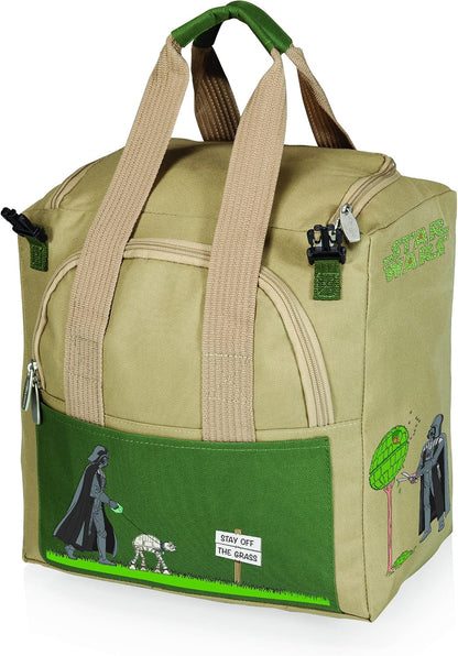 Darth Vader Folding Garden Stool with Detachable Tool Tote and Organizer - Portable Gardening Chair in Olive Green with Beige Accents