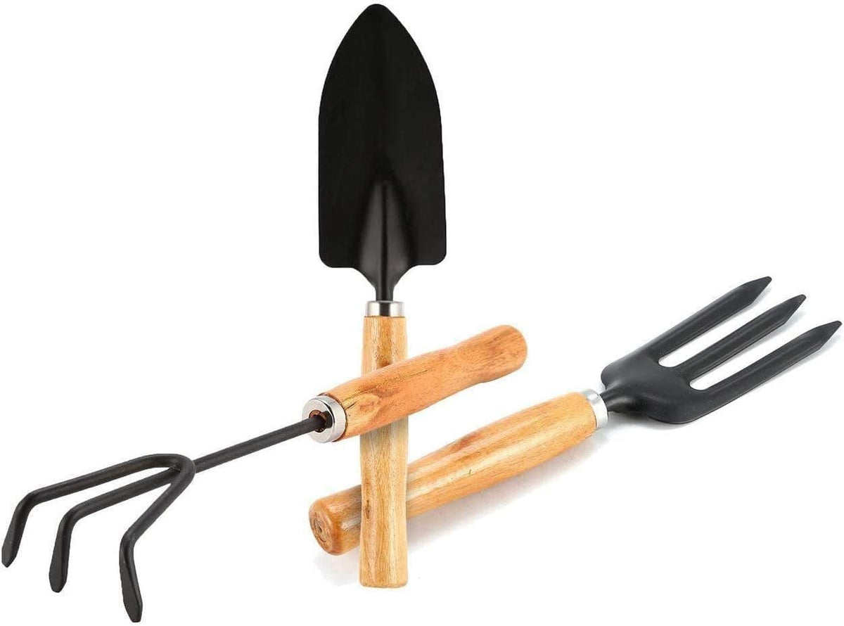 Professional 3-Piece Gardening Tools Set: Hand Cultivator, Small Trowel, and Garden Fork