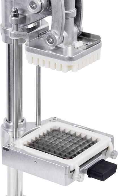 2-In-1 Commercial Manual Juicer & French Fry Cutter, Heavy Duty Cast Aluminum Citrus Press and Vegetable Chopper with 1/4", 3/8" & 1/2" Stainless Steel Blades for Potato, Orange & Lemon