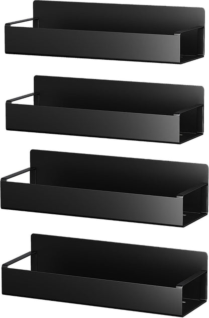 Adjustable Magnetic Spice Rack Set for Refrigerators - Black Metal (4 Pieces)