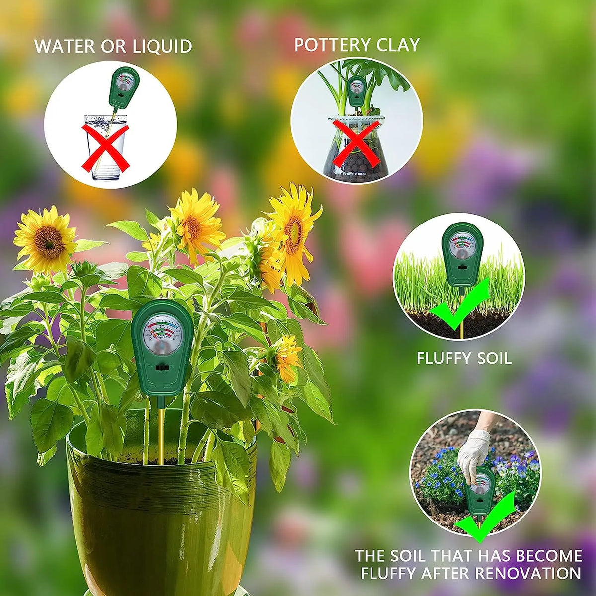 3-in-1 Soil Testing Kit: Moisture Meter, pH Tester, and Fertility Analyzer for Gardens and Indoor Plants