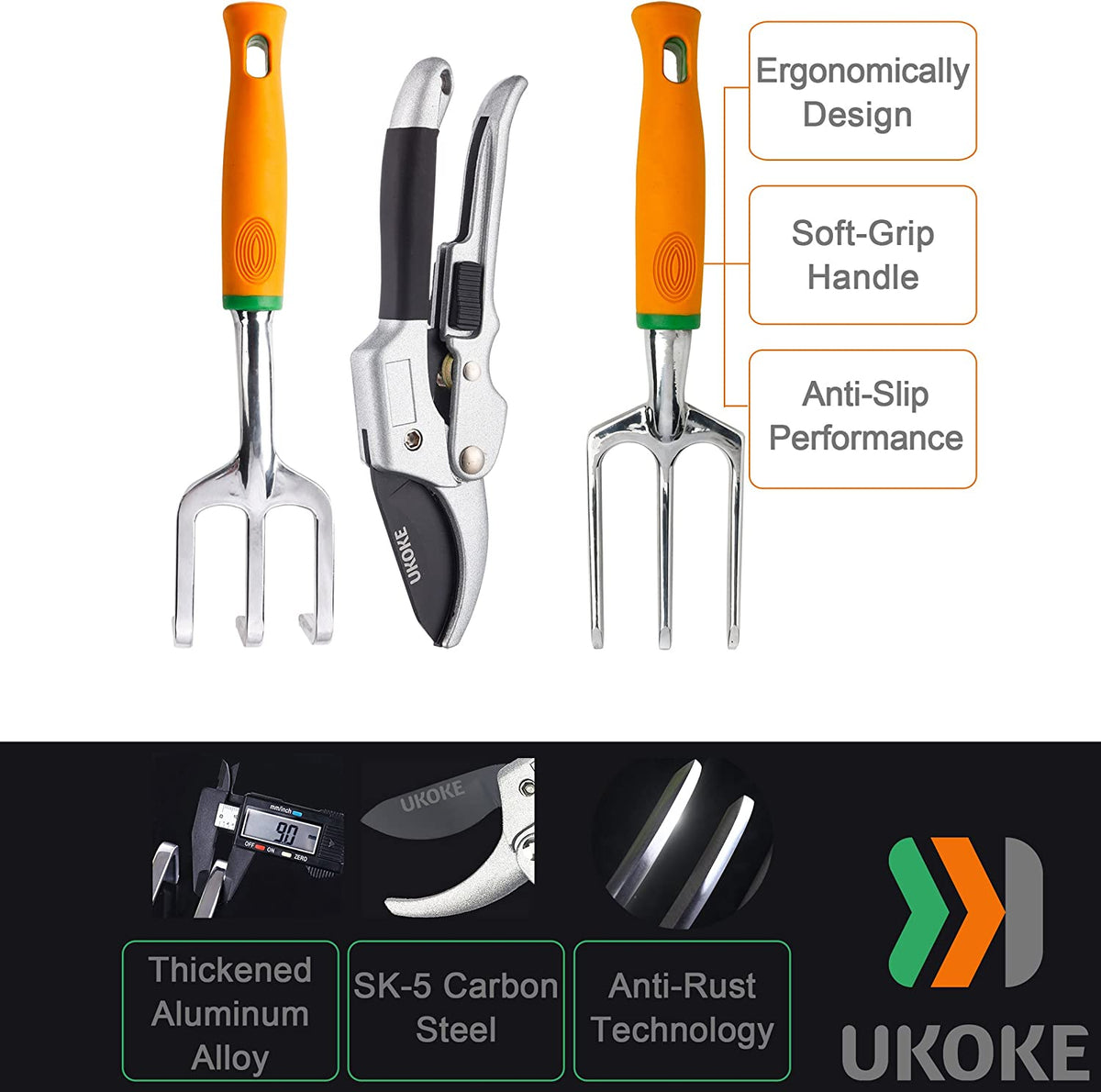12-Piece Aluminum Garden Tool Set with Canvas Apron and Ergonomic Handles for Heavy-Duty Gardening