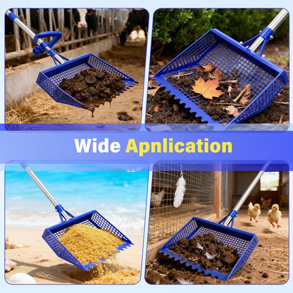 2-In-1 Chicken Waste Scooper and Rake with 304 Stainless Steel Shovel Head