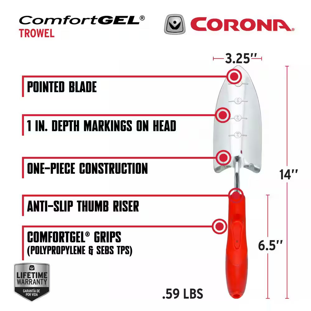 Comfortgel 6.5-Inch Stainless Steel Hand Trowel with Ergonomic Grip
