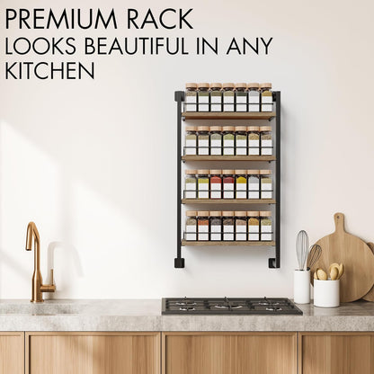 Wall-Mounted Spice Rack Organizer - Contemporary Hanging Shelf for Up to 56 Jars - Optimal Kitchen Seasoning Solution