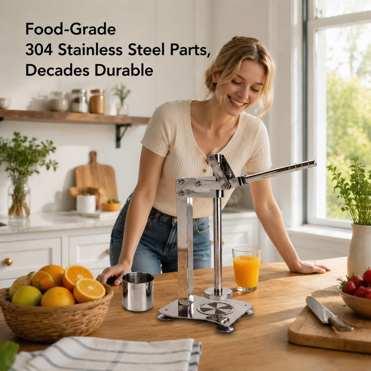 Citrus Juicer and Muddler Set with Stainless Steel Cup for Lemonade and Fruit Preparation