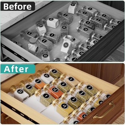 White Acrylic 4-Tier Spice Drawer Organizer for Kitchen Use, Suitable for Drawer or Countertop (Jars Not Included)