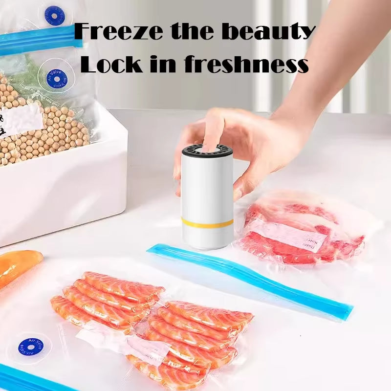 Portable Rechargeable Food Vacuum Sealer with 30 Reusable Bags - High-Quality Handheld Solution for Freshness