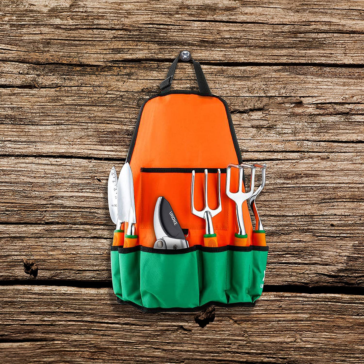 12-Piece Aluminum Garden Tool Set with Canvas Apron and Ergonomic Handles for Heavy-Duty Gardening