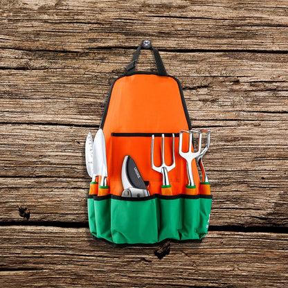 12-Piece Aluminum Garden Tool Set with Canvas Apron and Ergonomic Handles for Heavy-Duty Gardening