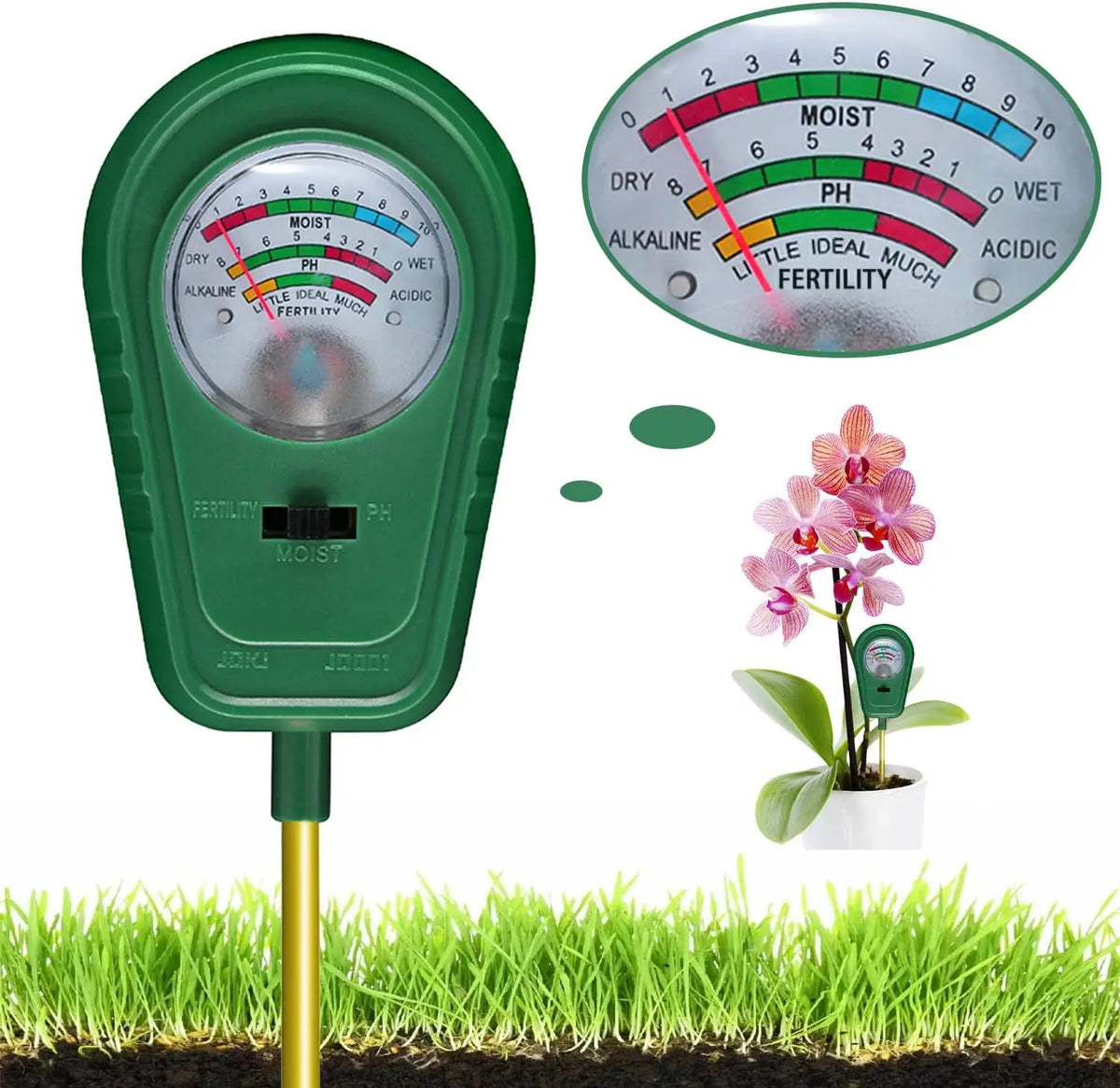 3-in-1 Soil Testing Kit: Moisture Meter, pH Tester, and Fertility Analyzer for Gardens and Indoor Plants