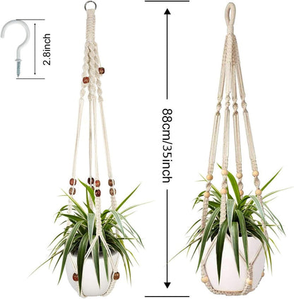 Macrame Plant Hanger Set - Pair of Elegant Hanging Planters for Indoor Home Decor