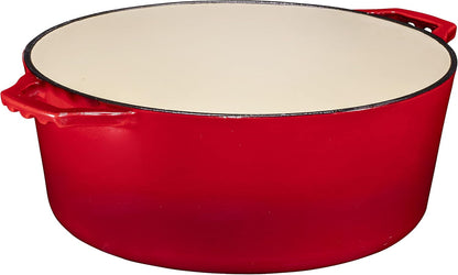 7-Quart Enameled Cast Iron Dutch Oven with Lid and Skillet Top - Multi-functional Cookware for Baking, Stews, and Roasting - Heat Resistant up to 500°F - Red Finish