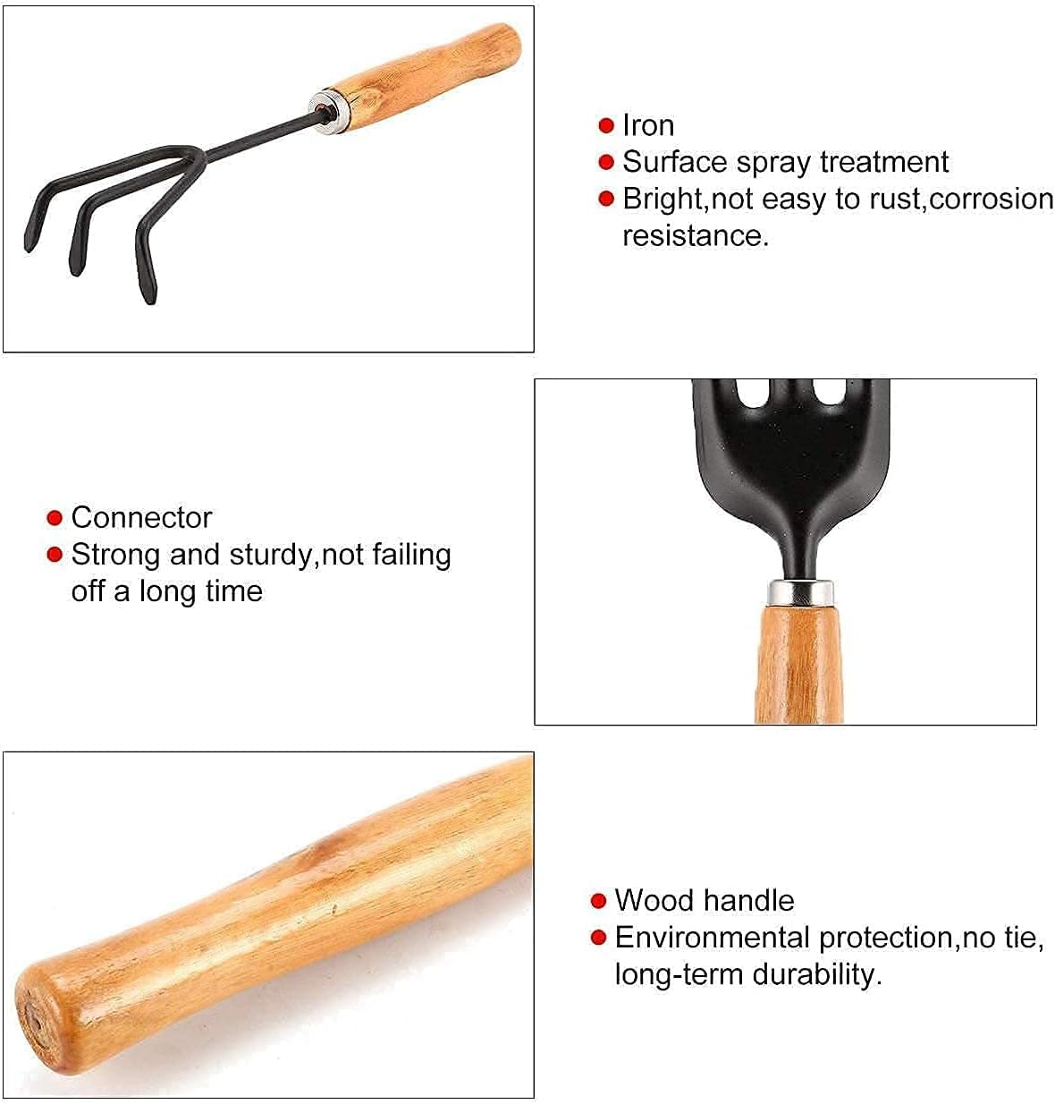 Professional 3-Piece Gardening Tools Set: Hand Cultivator, Small Trowel, and Garden Fork
