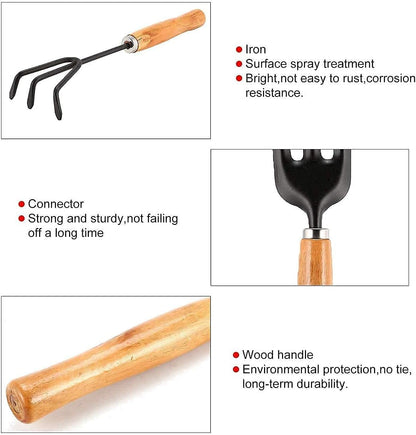Professional 3-Piece Gardening Tools Set: Hand Cultivator, Small Trowel, and Garden Fork
