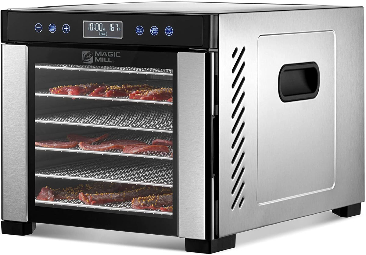 Professional Food Dehydrator with 7 Extra-Large Stainless Steel Trays - Ideal for Jerky, Dog Treats, Herbs, Meat, and Fruits | Features Keep Warm Function, Digital Timer, and Temperature Control | ETL Certified