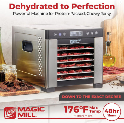 Professional Food Dehydrator with 7 Extra-Large Stainless Steel Trays - Ideal for Jerky, Dog Treats, Herbs, Meat, and Fruits | Features Keep Warm Function, Digital Timer, and Temperature Control | ETL Certified