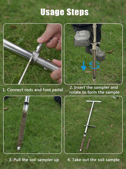 36-Inch Stainless Steel Soil Probe for Garden Sampling and Testing