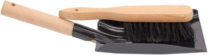 Natural Wood and Coco Bristle Hearth Tool Set for Firepit Maintenance - Fireplace Shovel and Brush Combination