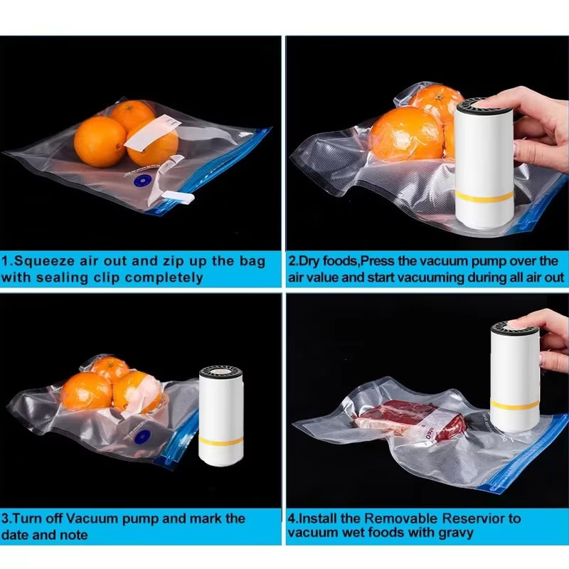 Portable Rechargeable Food Vacuum Sealer with 30 Reusable Bags - High-Quality Handheld Solution for Freshness