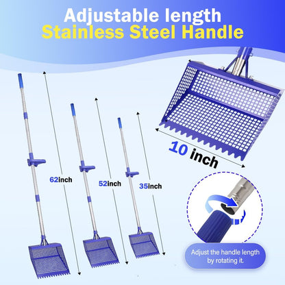 2-In-1 Chicken Waste Scooper and Rake with 304 Stainless Steel Shovel Head