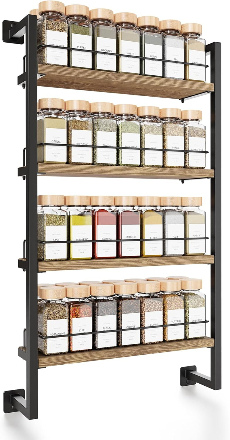 Wall-Mounted Spice Rack Organizer - Contemporary Hanging Shelf for Up to 56 Jars - Optimal Kitchen Seasoning Solution