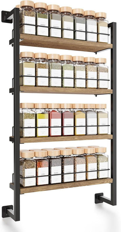 Wall-Mounted Spice Rack Organizer - Contemporary Hanging Shelf for Up to 56 Jars - Optimal Kitchen Seasoning Solution