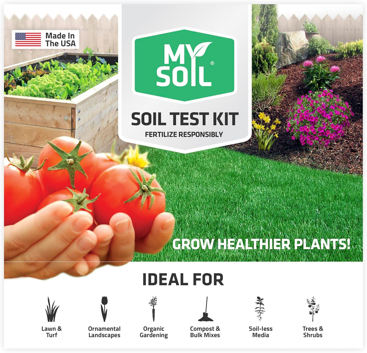 Myosoil Soil Test Kit: Comprehensive Nutrient and pH Analysis with Customized Recommendations for Optimal Lawn and Garden Health