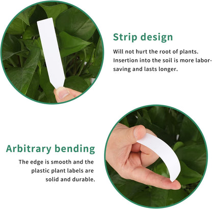 100-Pack 4-Inch White Plastic Garden Plant Labels and Nursery Stake Markers