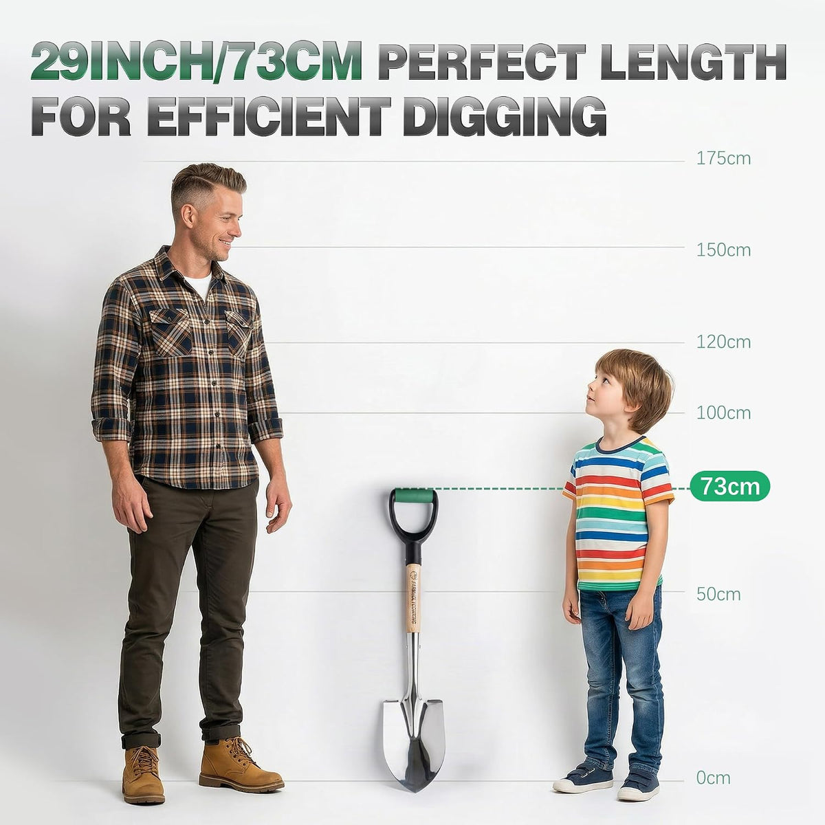 Ergonomic 29-Inch Stainless Steel Garden Shovel - Heavy Duty Tool for Digging, Planting, and Landscaping