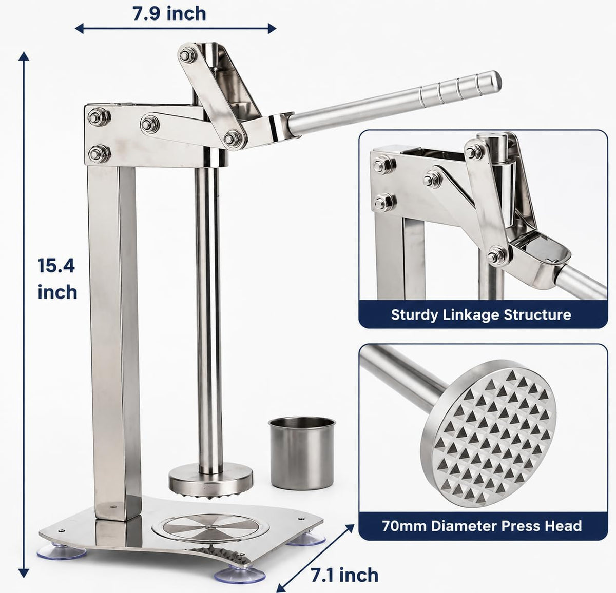 Citrus Juicer and Muddler Set with Stainless Steel Cup for Lemonade and Fruit Preparation