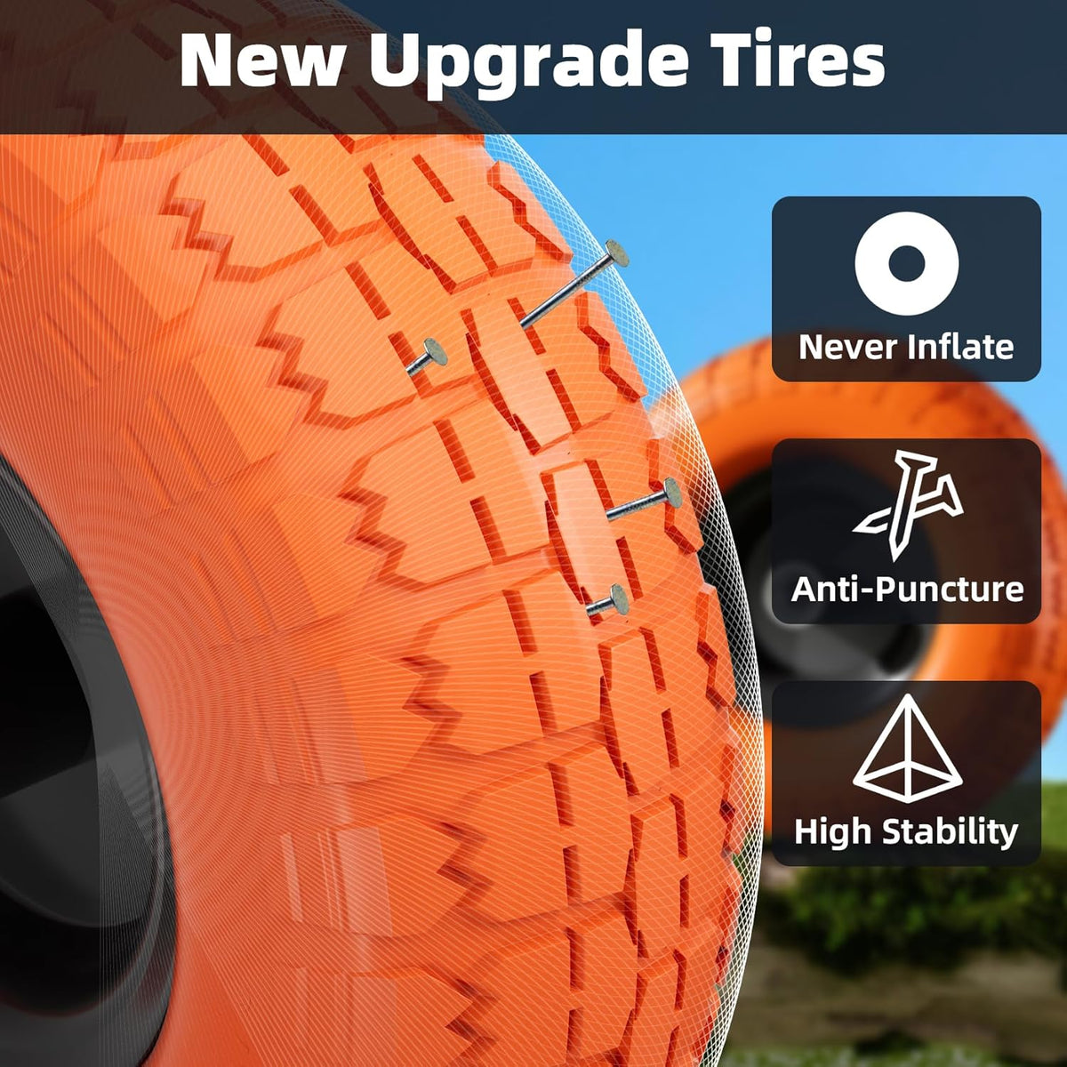 Upgraded 4.10/3.50-4 Flat Free Tires and Wheels - 10 Inch, Set of 4 with 5/8” Axle Bore and Double Sealed Bearings for Dollies, Hand Trucks, and Dump Carts