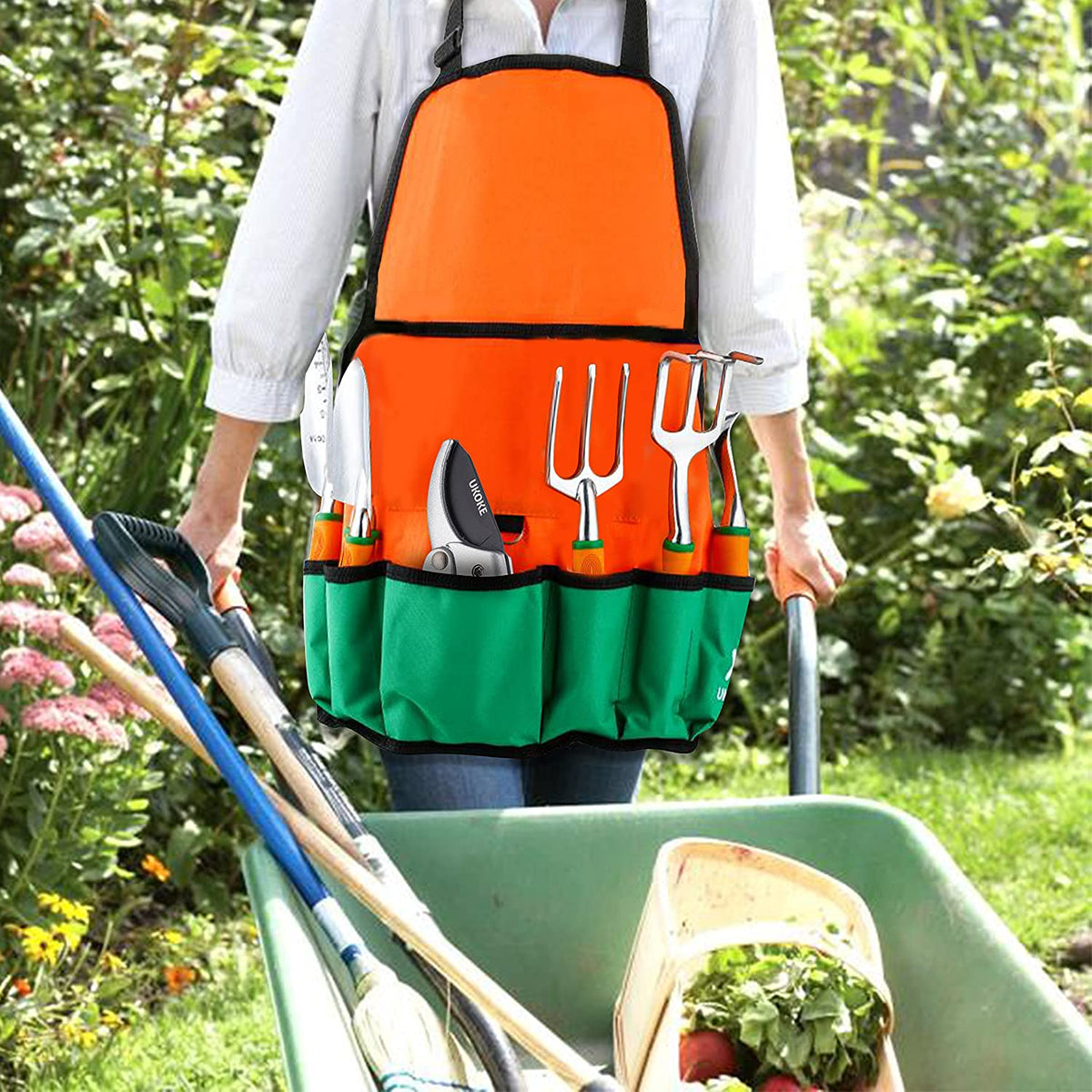 12-Piece Aluminum Garden Tool Set with Canvas Apron and Ergonomic Handles for Heavy-Duty Gardening