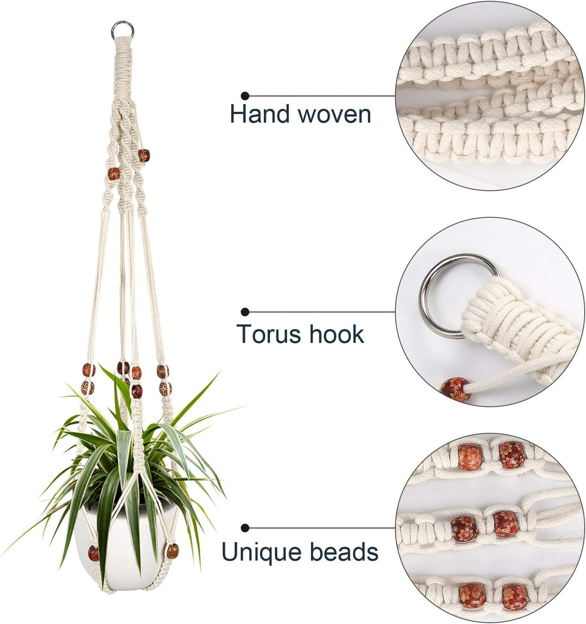 Macrame Plant Hanger Set - Pair of Elegant Hanging Planters for Indoor Home Decor
