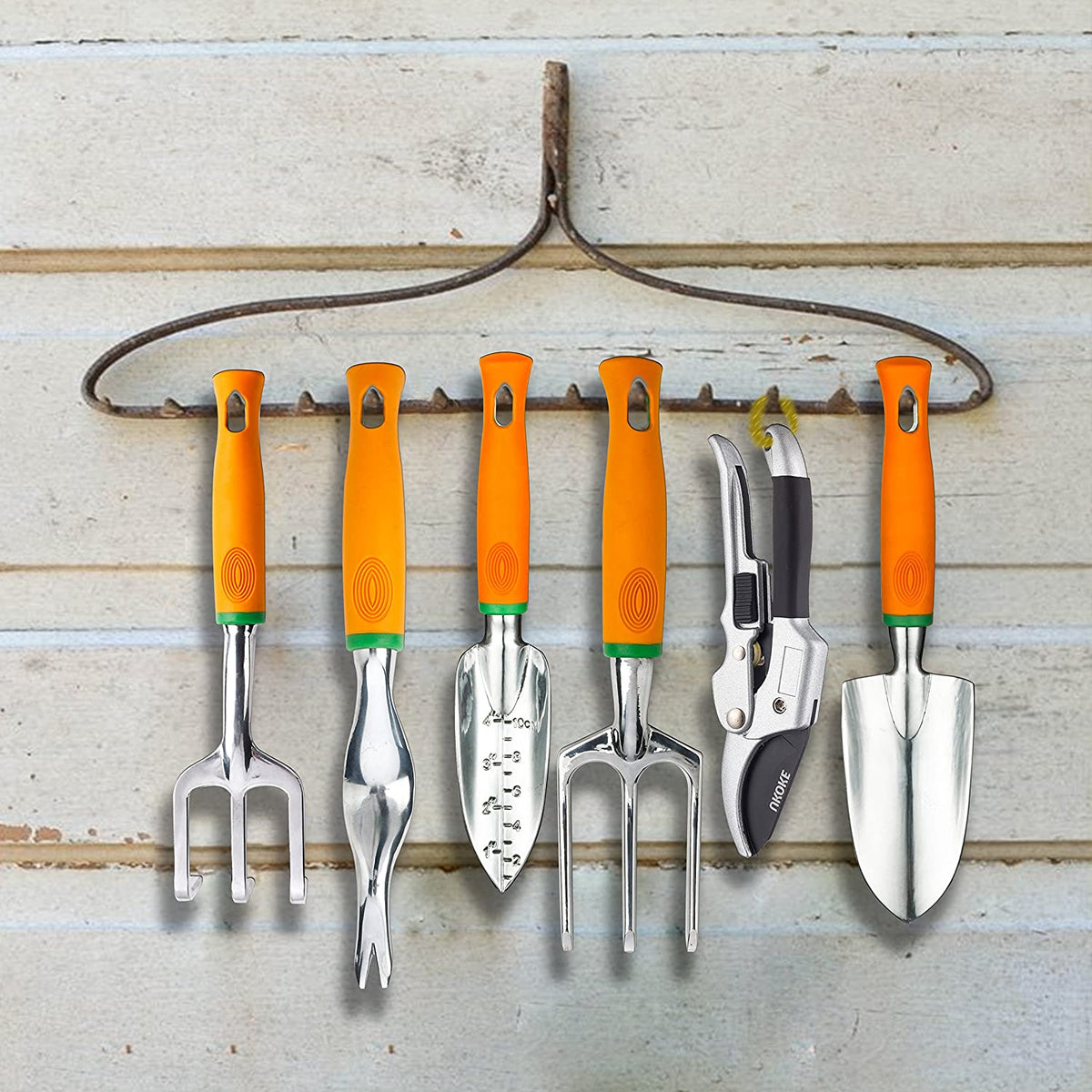 12-Piece Aluminum Garden Tool Set with Canvas Apron and Ergonomic Handles for Heavy-Duty Gardening