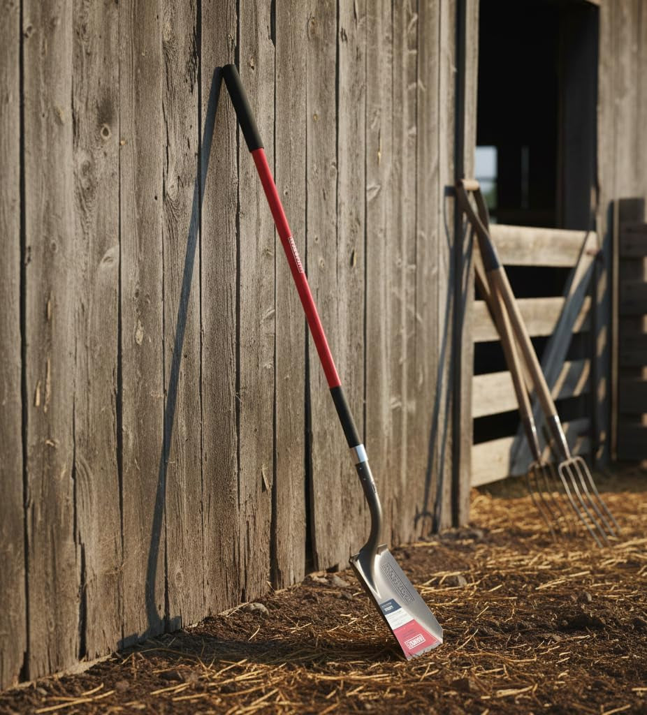 Radius Premium Heavy-Duty Steel Square Point Shovel with 58-Inch Ergonomic Handle