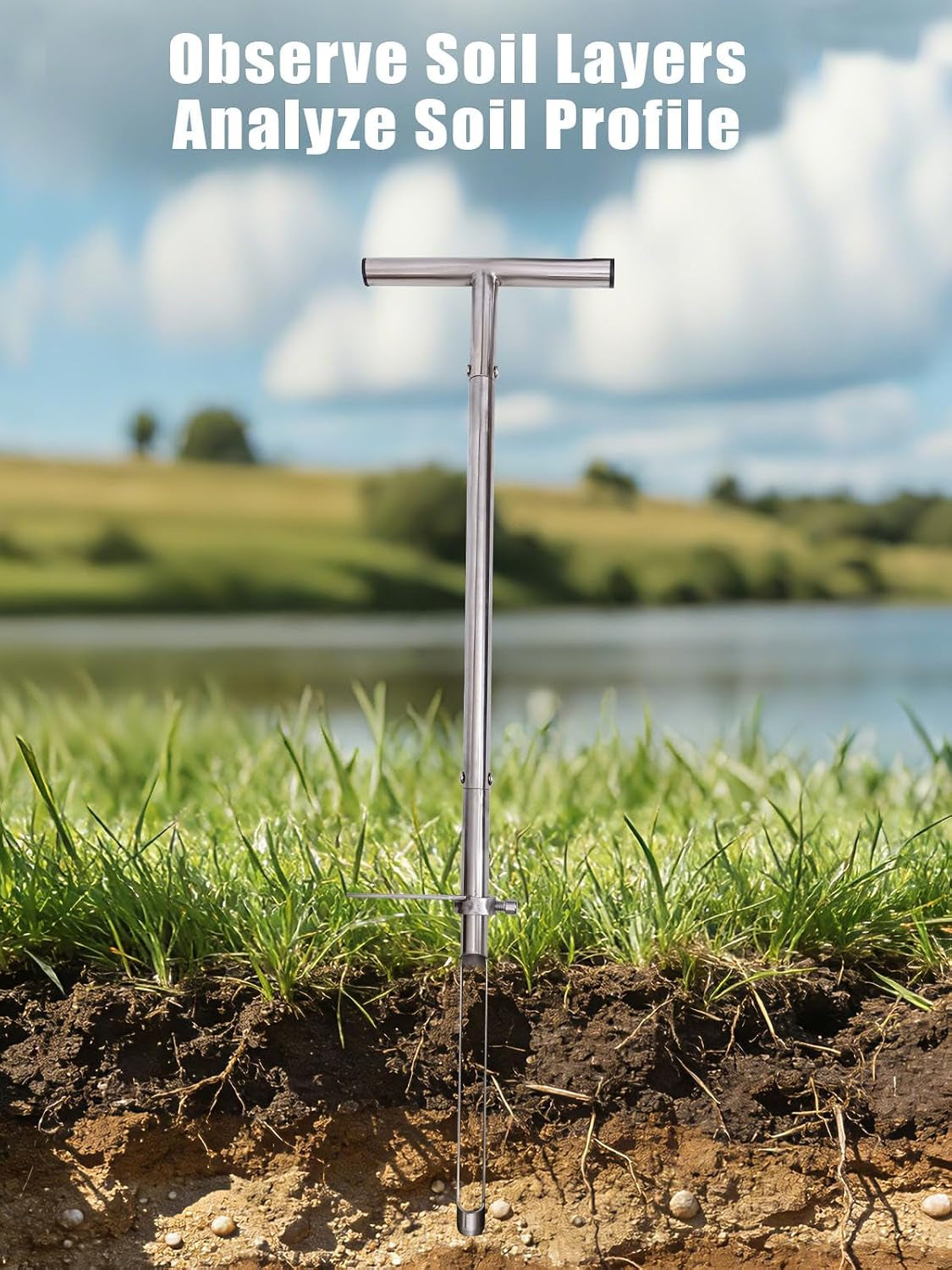 36-Inch Stainless Steel Soil Probe for Garden Sampling and Testing