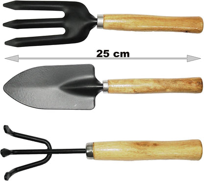 Professional 3-Piece Gardening Tools Set: Hand Cultivator, Small Trowel, and Garden Fork